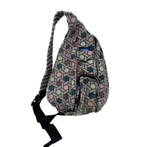KAVU Rope Sling Bag Crossbody Hexagon Geometric Print Shoulder Backpack Canvas